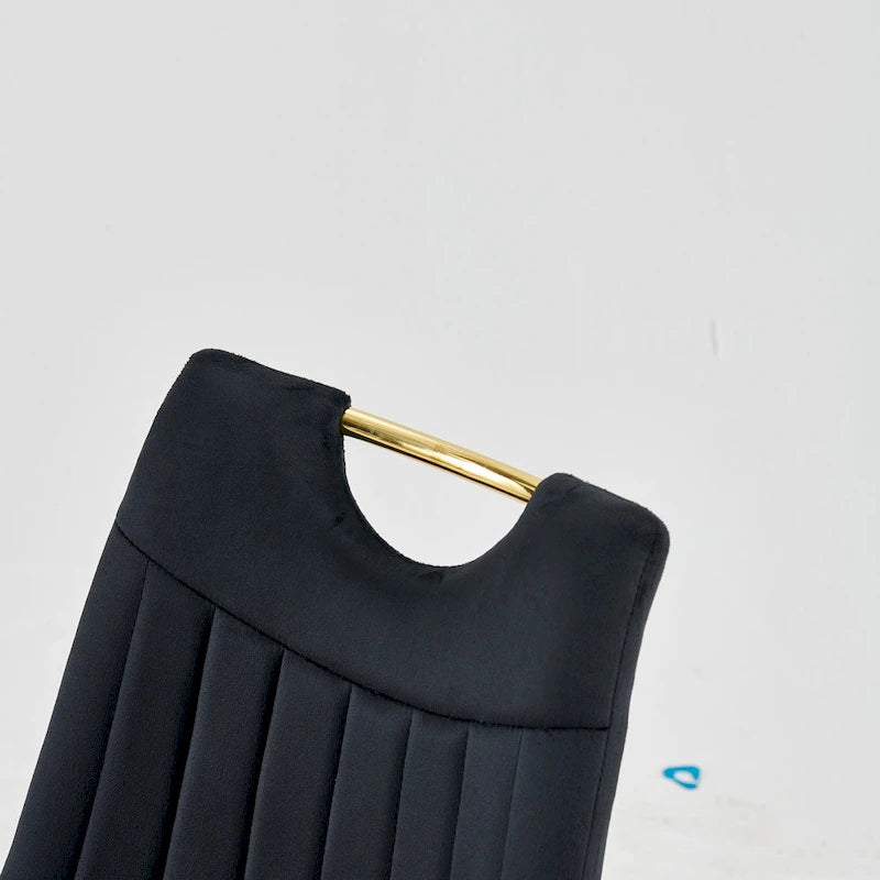 Schwarz-goldene Esszimmerstühle ohne Armlehnen mit eleganten goldenen Beinen, 23,22 Zoll (4er-Set)
