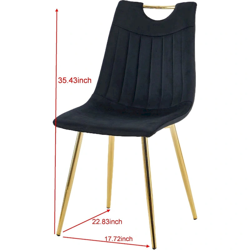 Schwarz-goldene Esszimmerstühle ohne Armlehnen mit eleganten goldenen Beinen, 23,22 Zoll (4er-Set)