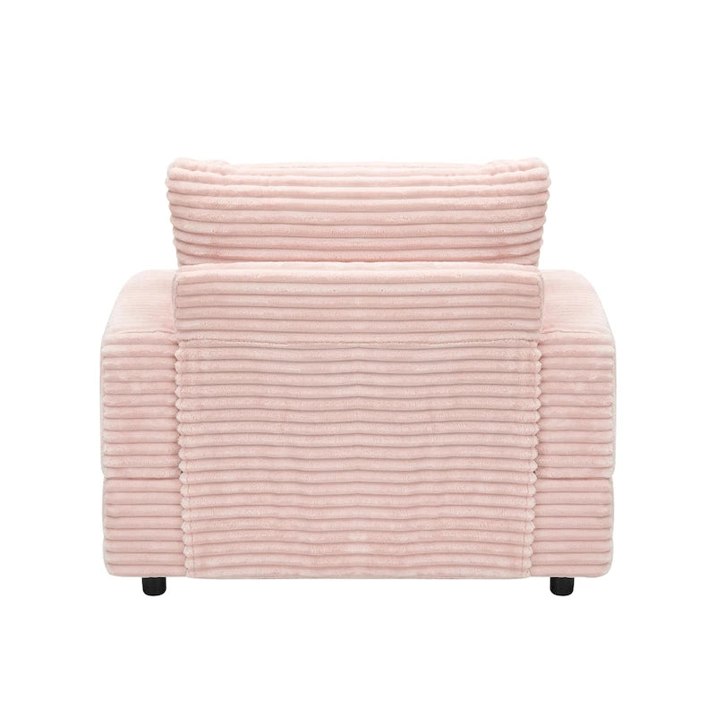 Pink 39.37 Cord-Einzelarmsessel mit Ottomane, Getränkehalter