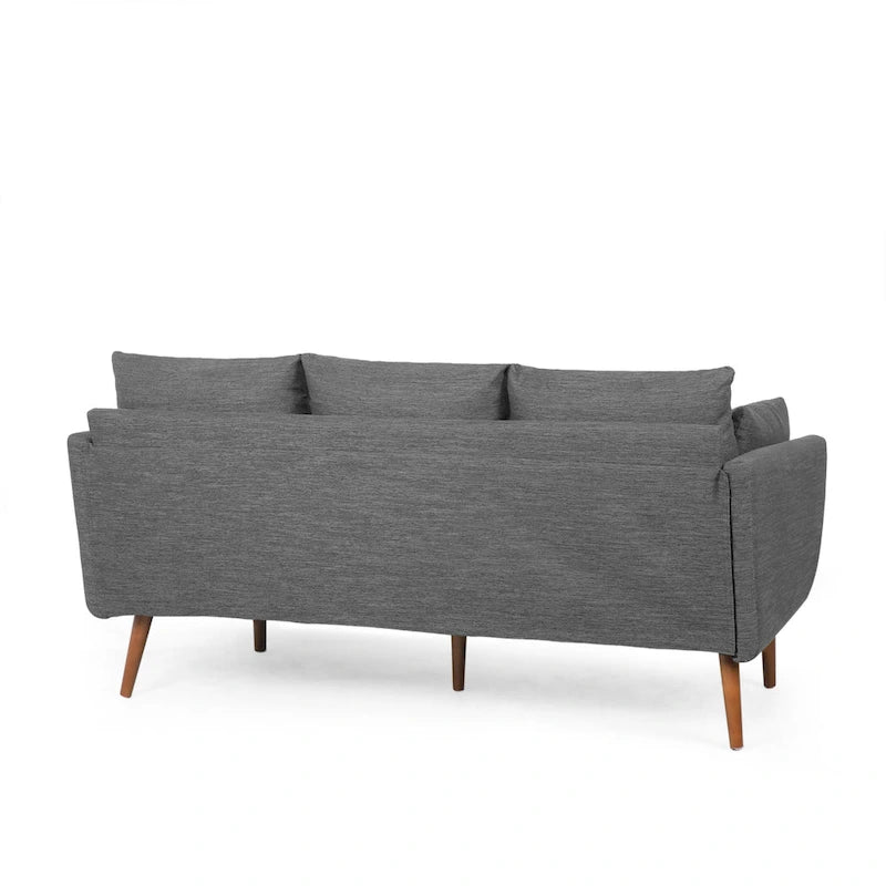 3-Sitzer-Sofa mit Kissenrückenlehne und Beinen aus Birkenholz, anthrazitfarbener Stoff