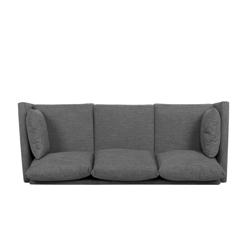 3-Sitzer-Sofa mit Kissenrückenlehne und Beinen aus Birkenholz, anthrazitfarbener Stoff