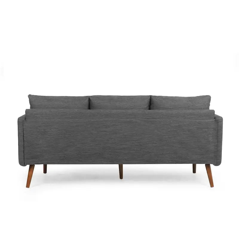 3-Sitzer-Sofa mit Kissenrückenlehne und Beinen aus Birkenholz, anthrazitfarbener Stoff