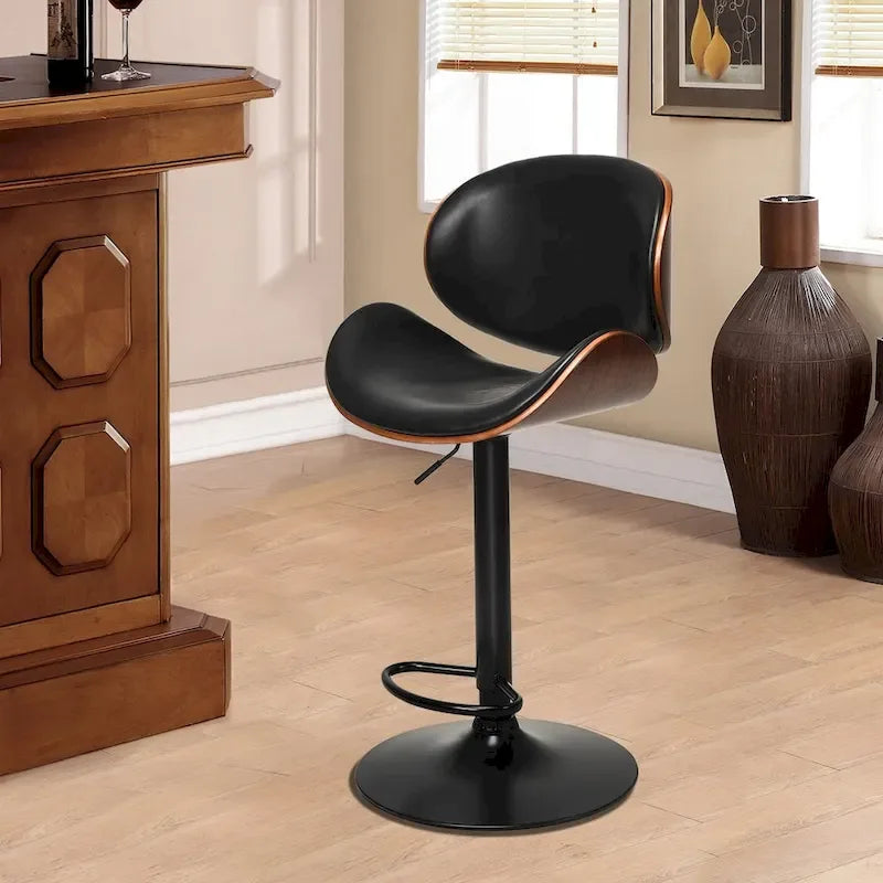 2er-Set verstellbarer drehbarer Barhocker im Mid-Century-Stil, PU-Leder