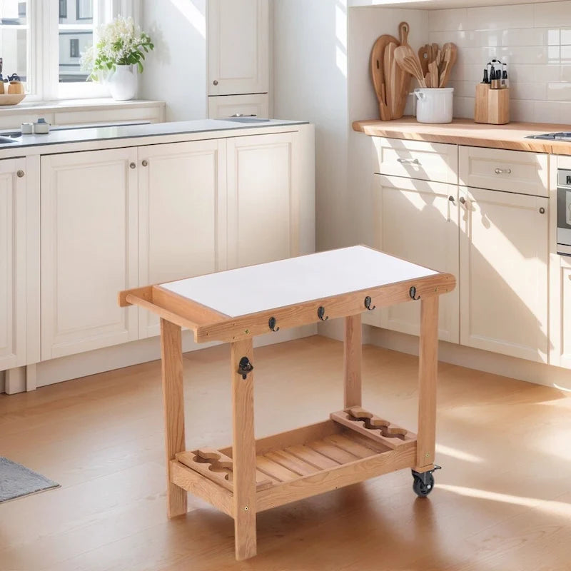 Outdoor Holzkohlegrilltisch mit Rollen