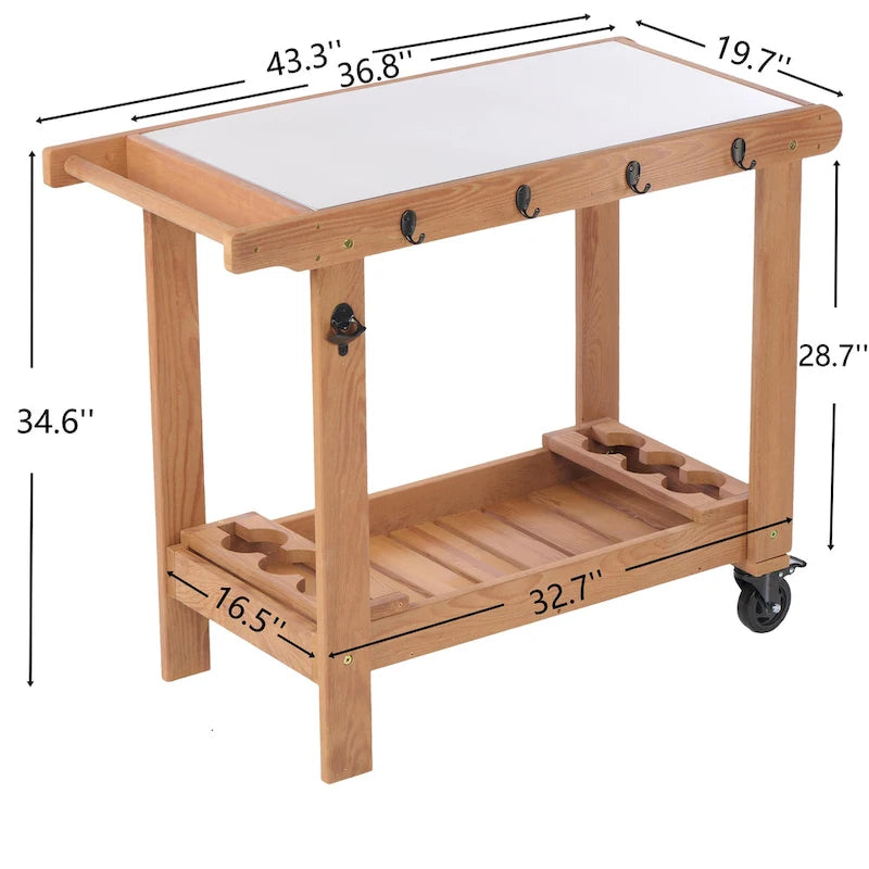 Outdoor Holzkohlegrilltisch mit Rollen