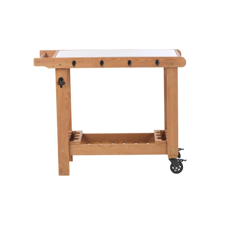 Outdoor Holzkohlegrilltisch mit Rollen