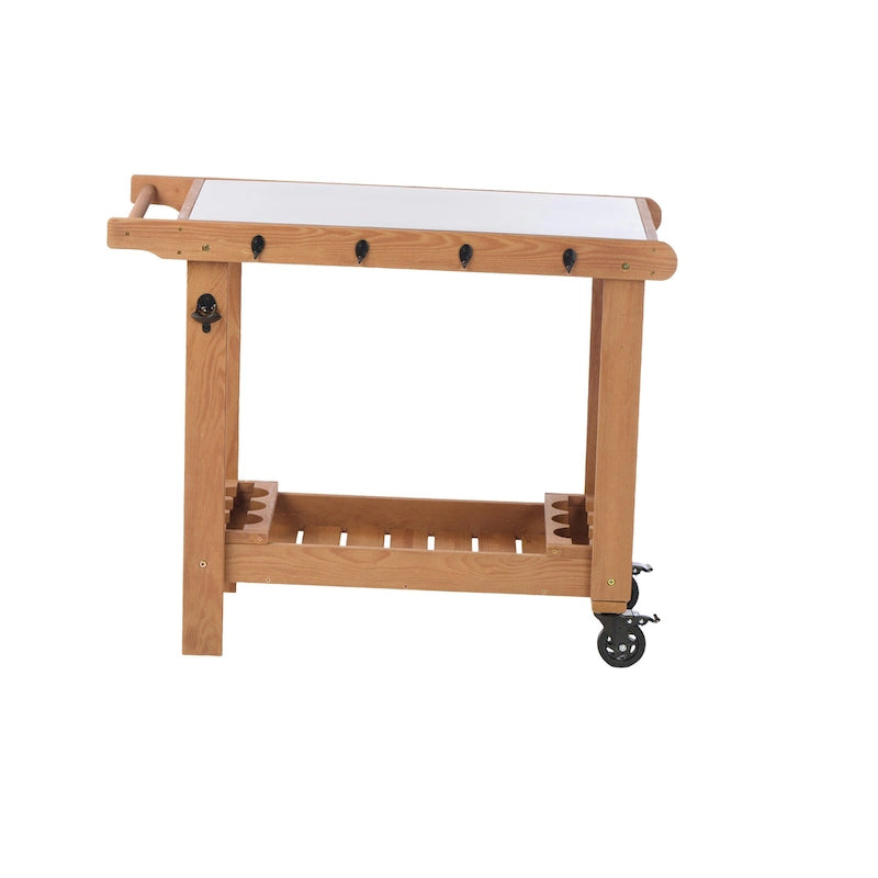 Outdoor Holzkohlegrilltisch mit Rollen