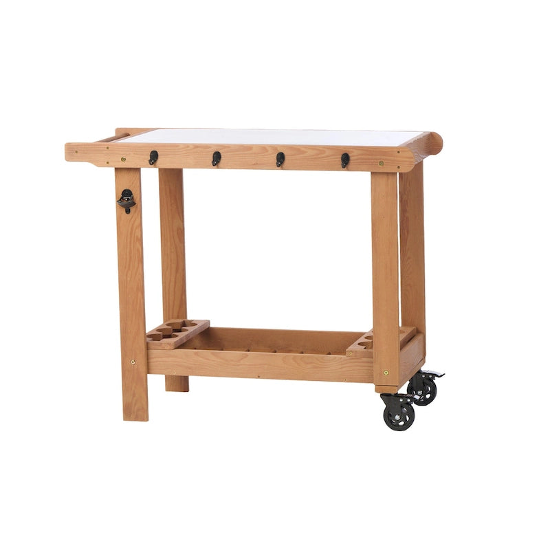 Outdoor Holzkohlegrilltisch mit Rollen
