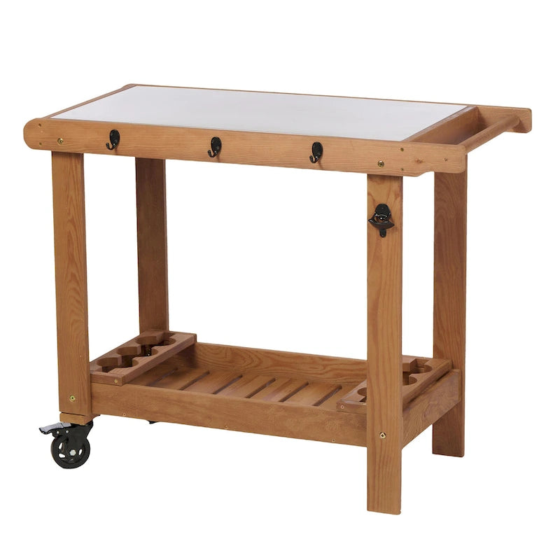 Outdoor Holzkohlegrilltisch mit Rollen