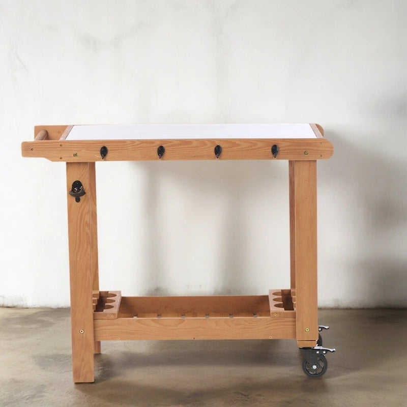 Outdoor Holzkohlegrilltisch mit Rollen
