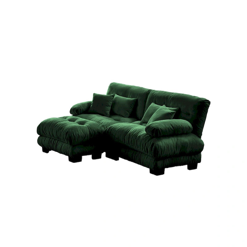 L-förmiges Loveseat Sofa Chenille Sektionssofa mit Lendenkissen