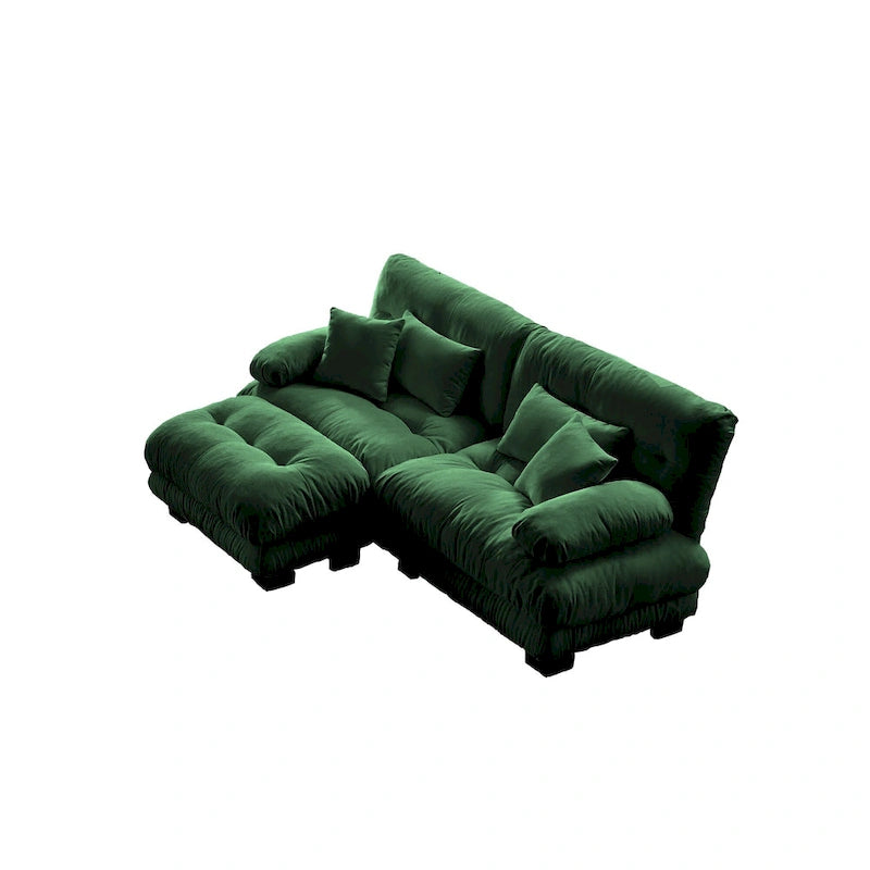 L-förmiges Loveseat Sofa Chenille Sektionssofa mit Lendenkissen