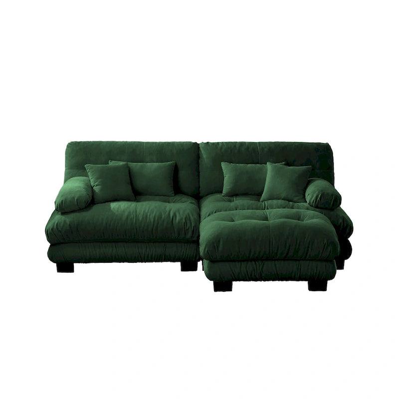 L-förmiges Loveseat Sofa Chenille Sektionssofa mit Lendenkissen
