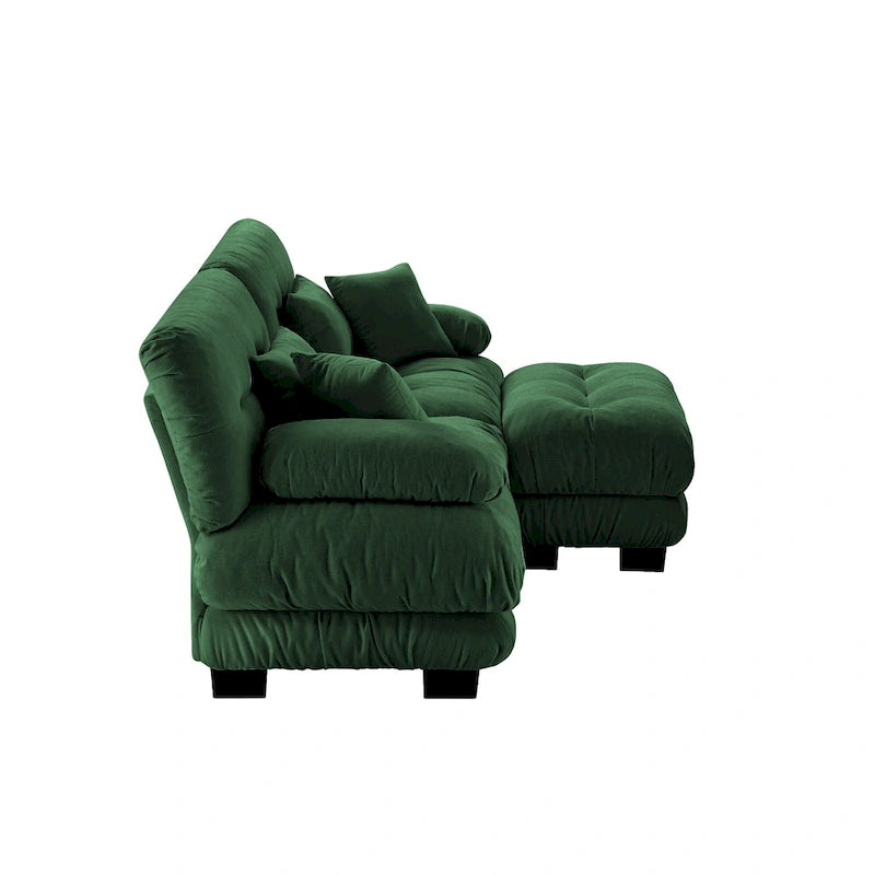 L-förmiges Loveseat Sofa Chenille Sektionssofa mit Lendenkissen