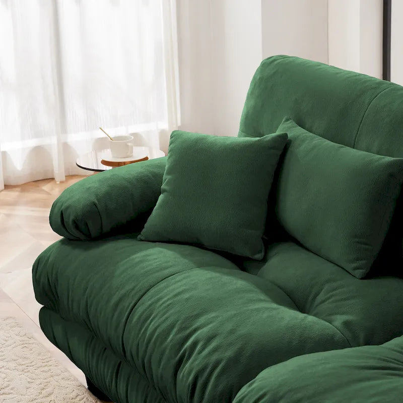 L-förmiges Loveseat Sofa Chenille Sektionssofa mit Lendenkissen