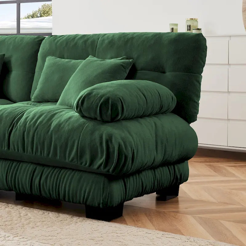 L-förmiges Loveseat Sofa Chenille Sektionssofa mit Lendenkissen