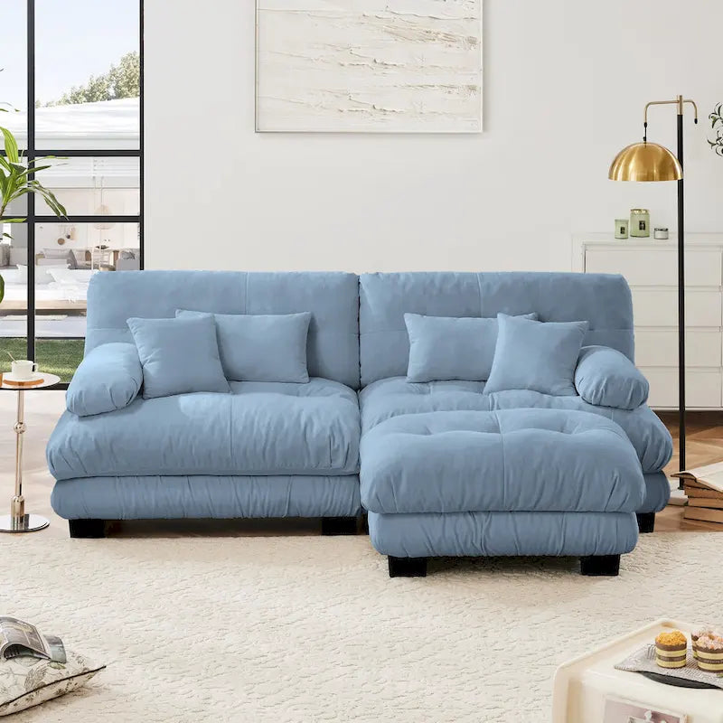 L-förmiges Loveseat Sofa Chenille Sektionssofa mit Lendenkissen