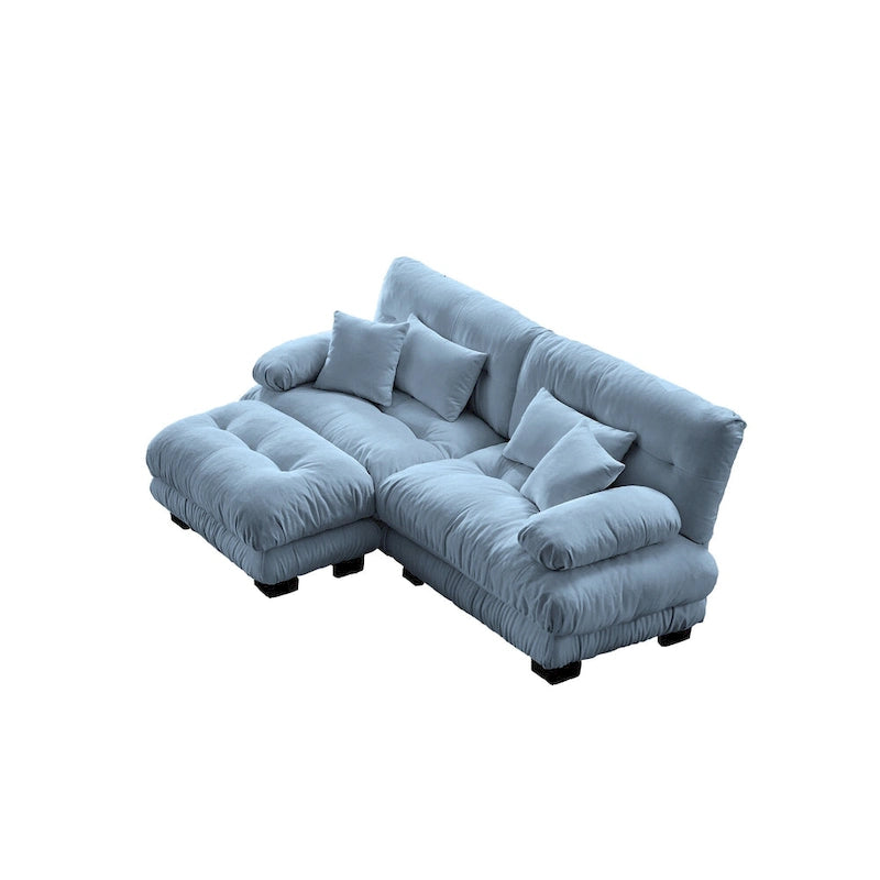L-förmiges Loveseat Sofa Chenille Sektionssofa mit Lendenkissen