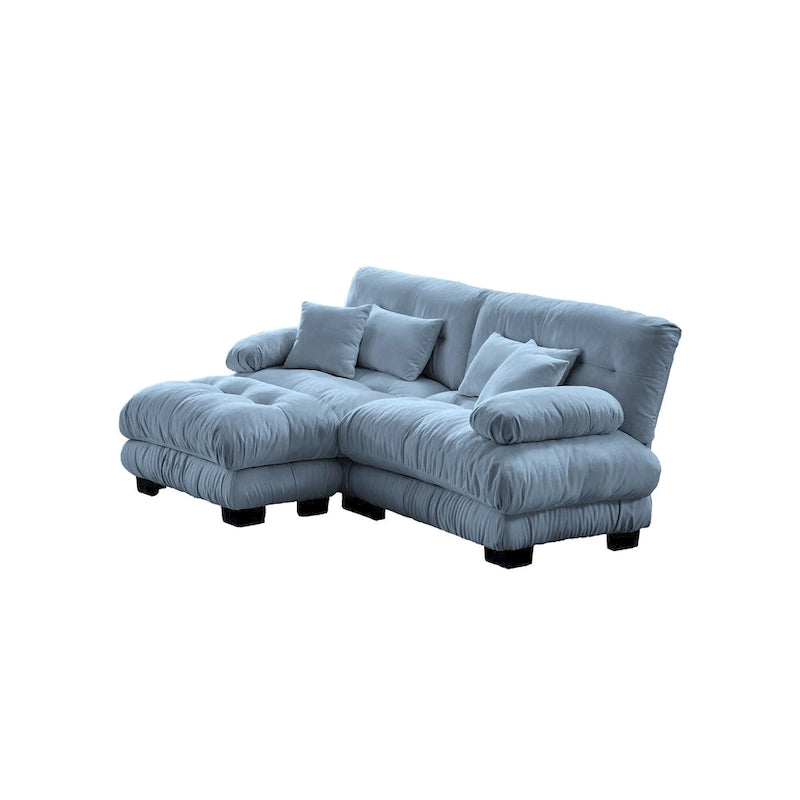 L-förmiges Loveseat Sofa Chenille Sektionssofa mit Lendenkissen