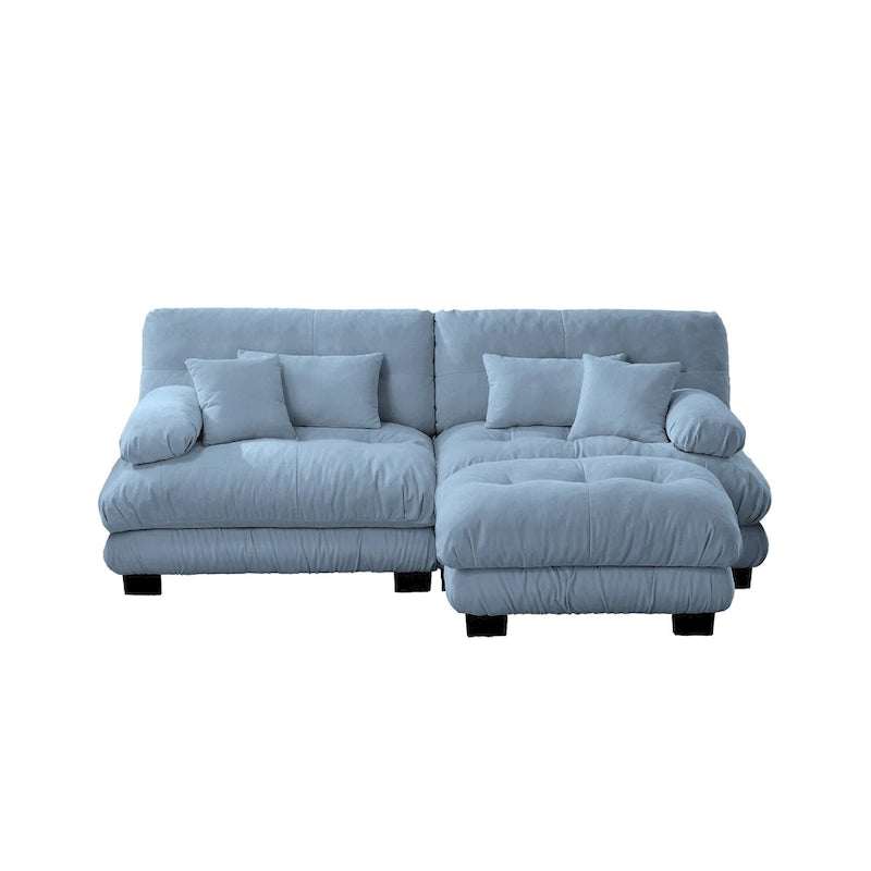 L-förmiges Loveseat Sofa Chenille Sektionssofa mit Lendenkissen