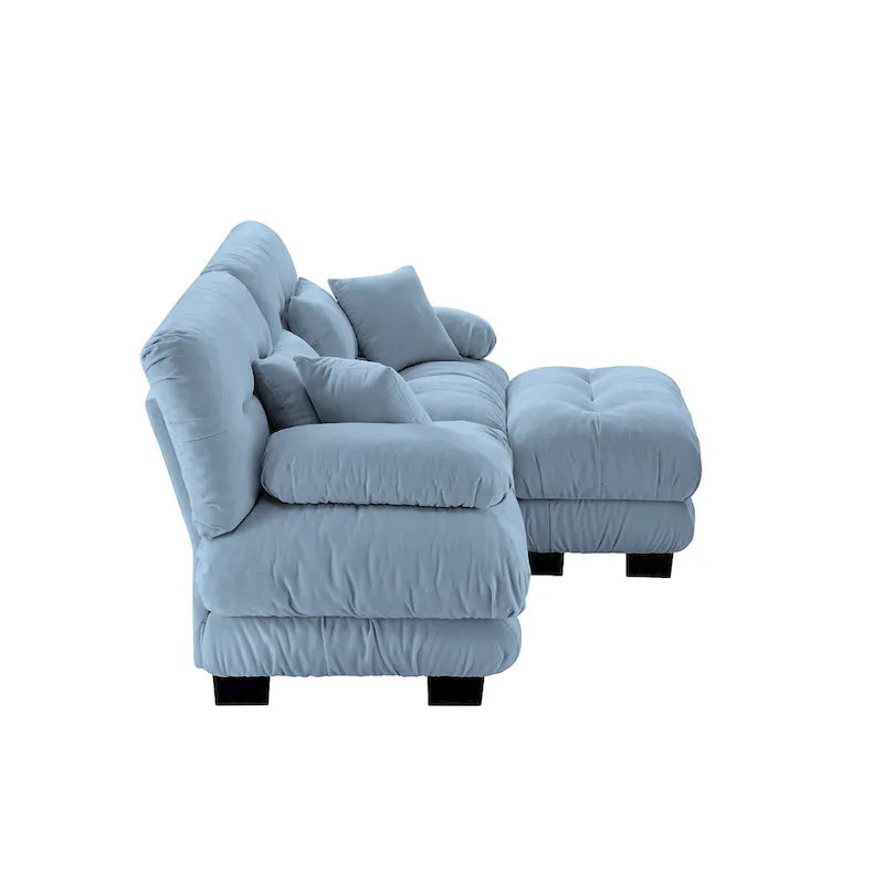 L-förmiges Loveseat Sofa Chenille Sektionssofa mit Lendenkissen