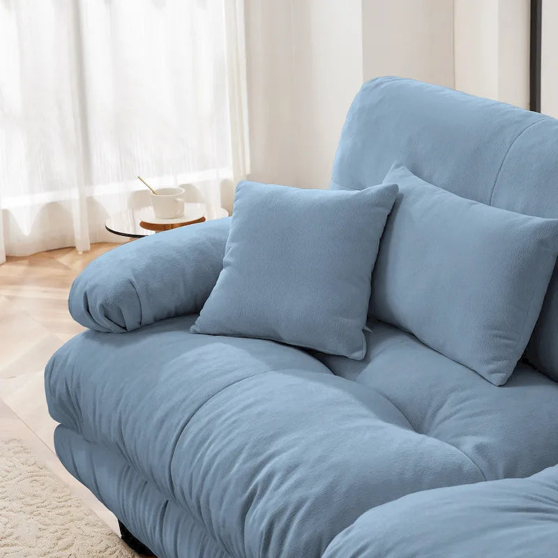 L-förmiges Loveseat Sofa Chenille Sektionssofa mit Lendenkissen