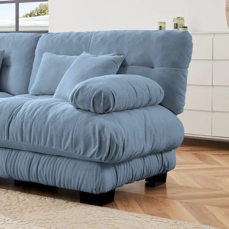 L-förmiges Loveseat Sofa Chenille Sektionssofa mit Lendenkissen