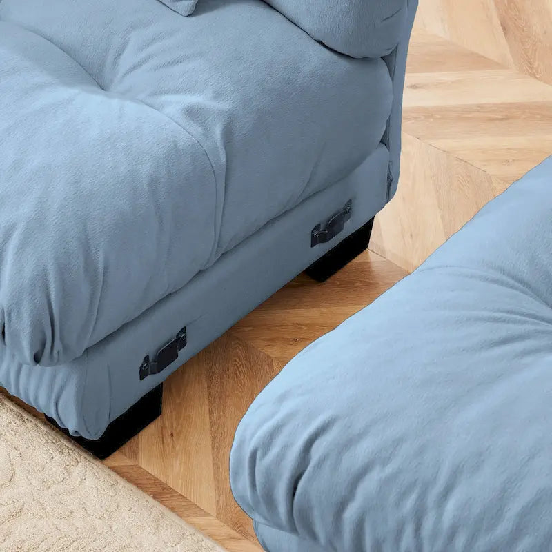 L-förmiges Loveseat Sofa Chenille Sektionssofa mit Lendenkissen
