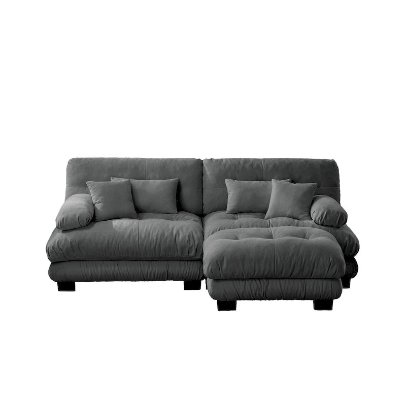 L-förmiges Loveseat Sofa Chenille Sektionssofa mit Lendenkissen