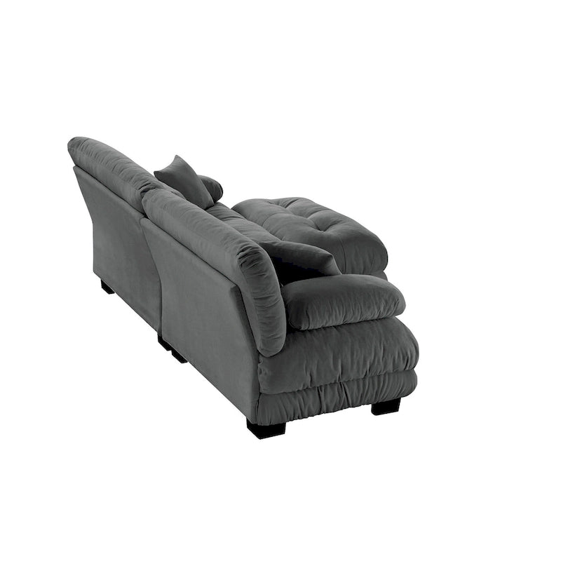 L-förmiges Loveseat Sofa Chenille Sektionssofa mit Lendenkissen