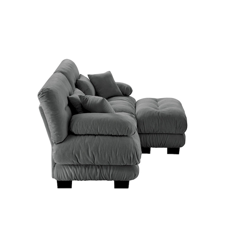 L-förmiges Loveseat Sofa Chenille Sektionssofa mit Lendenkissen