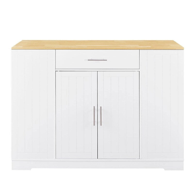 53-Zoll Kücheninsel mit Schubladen und integriertem Mülleimer – Modernes Farmhouse Design für Küche & Esszimmer.
