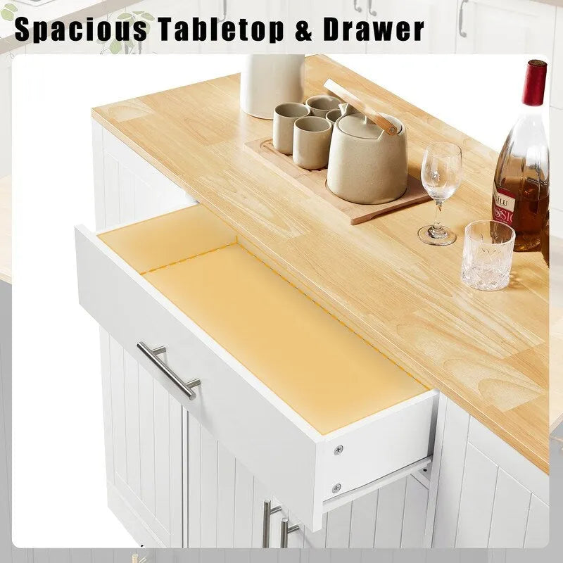 53-Zoll Kücheninsel mit Schubladen und integriertem Mülleimer – Modernes Farmhouse Design für Küche & Esszimmer.