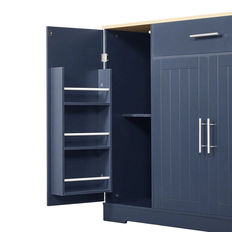 53-Zoll Kücheninsel mit Schubladen und integriertem Mülleimer – Modernes Farmhouse Design für Küche & Esszimmer.