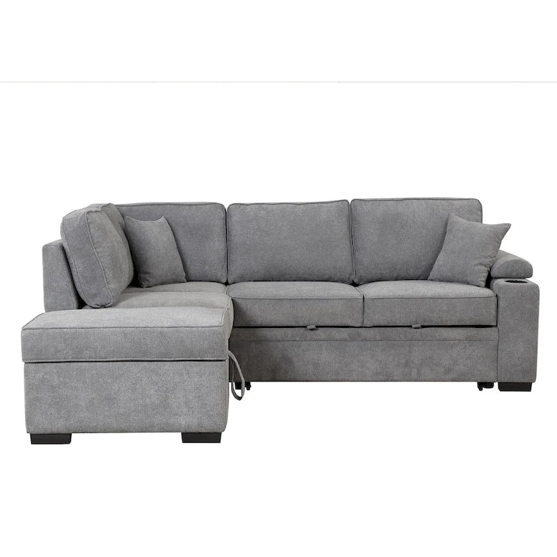 84.75 L-förmiges 5-Sitzer-Sofa mit Stauraum-Ottomane, 2-in-1 Ausziehsofa für das Wohnzimmer