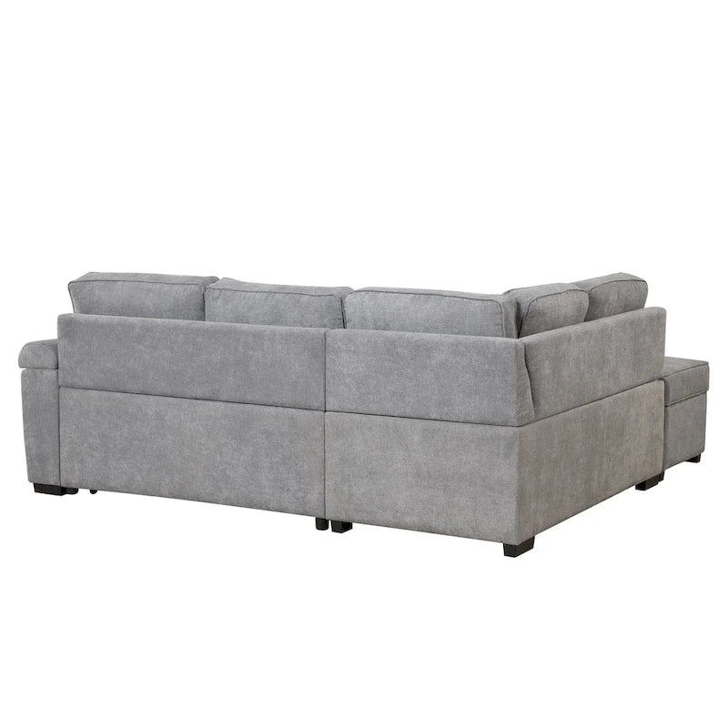 84.75 L-förmiges 5-Sitzer-Sofa mit Stauraum-Ottomane, 2-in-1 Ausziehsofa für das Wohnzimmer