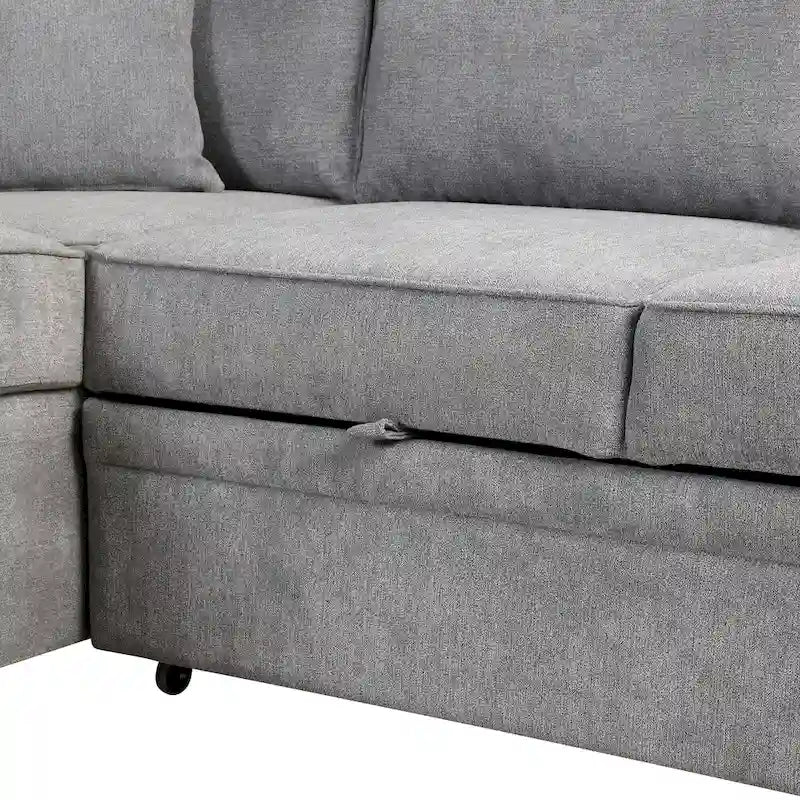 84.75 L-förmiges 5-Sitzer-Sofa mit Stauraum-Ottomane, 2-in-1 Ausziehsofa für das Wohnzimmer