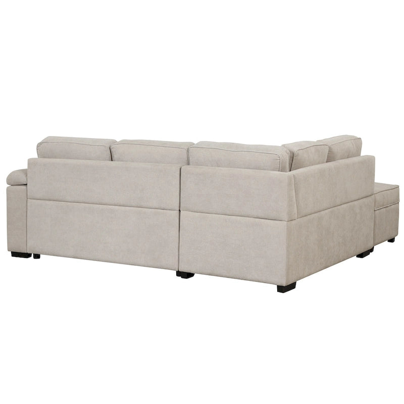 84.75 L-förmiges 5-Sitzer-Sofa mit Stauraum-Ottomane, 2-in-1 Ausziehsofa für das Wohnzimmer