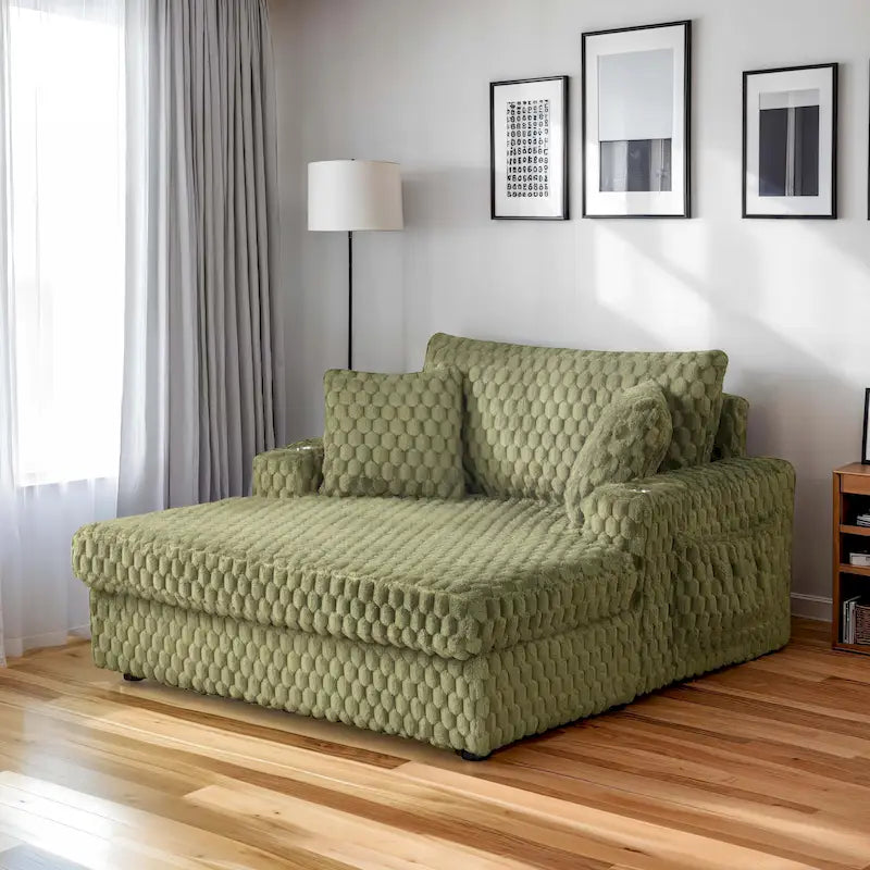 Moderner, weich gepolsterter Chaise-Longue mit 2 Armlehnen und Becherhaltern