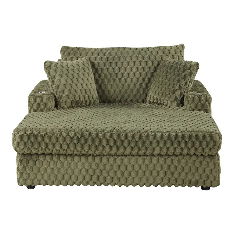 Moderner, weich gepolsterter Chaise-Longue mit 2 Armlehnen und Becherhaltern