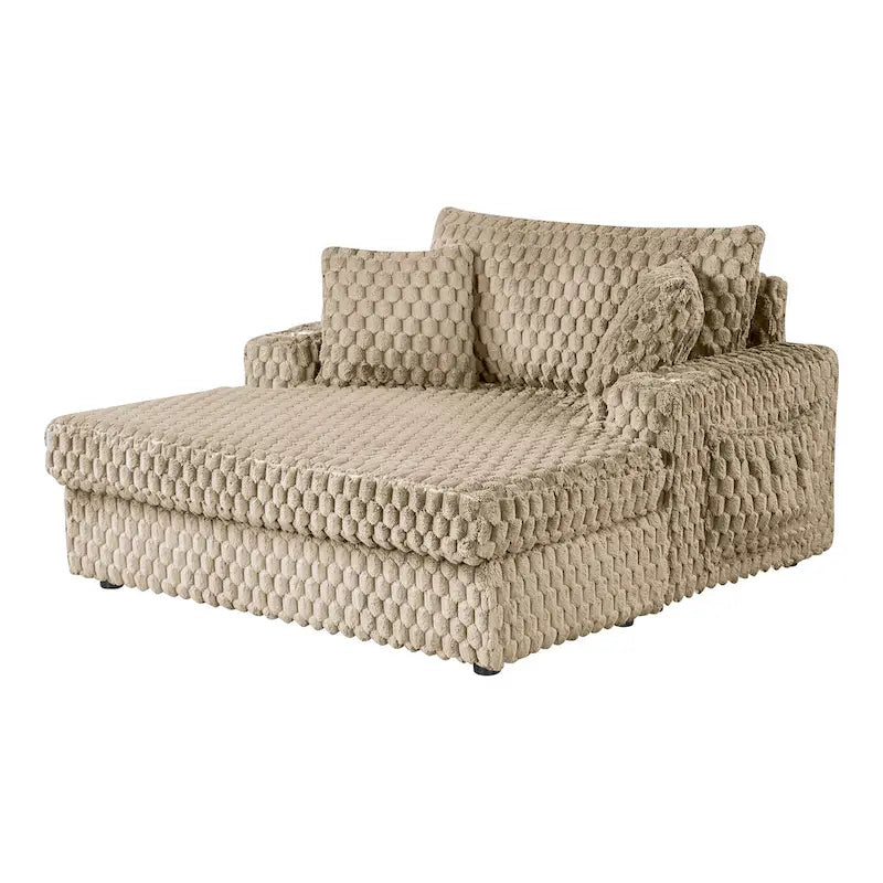 Moderner, weich gepolsterter Chaise-Longue mit 2 Armlehnen und Becherhaltern