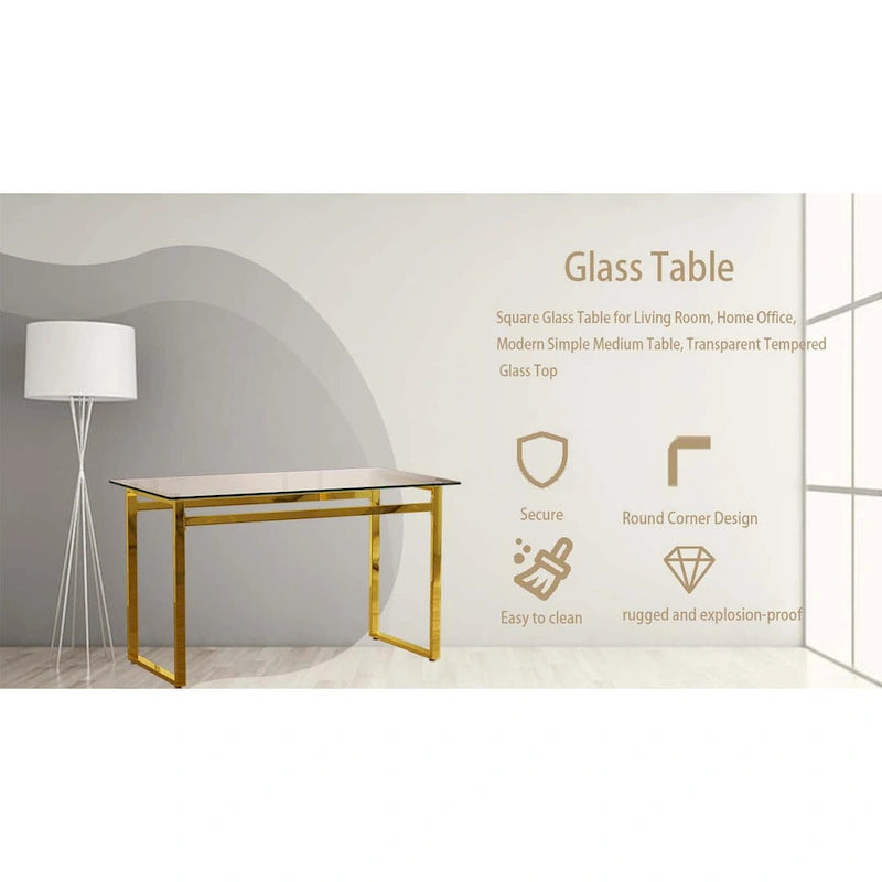 Minimalistischer rechteckiger Esstisch aus Glas