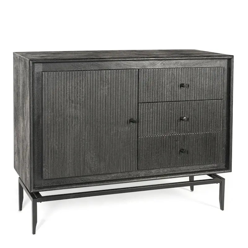 Akzent-Sideboard aus Mangoholz mit 3 Schubladen – 39,5 x 16 x 31