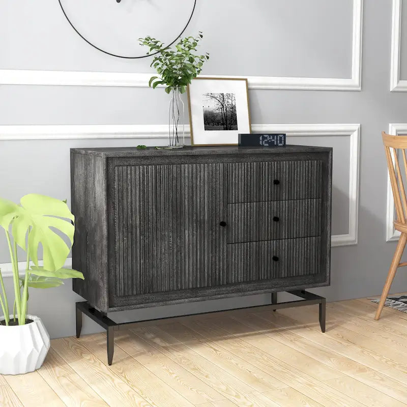 Akzent-Sideboard aus Mangoholz mit 3 Schubladen – 39,5 x 16 x 31