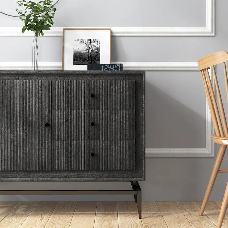 Akzent-Sideboard aus Mangoholz mit 3 Schubladen – 39,5 x 16 x 31