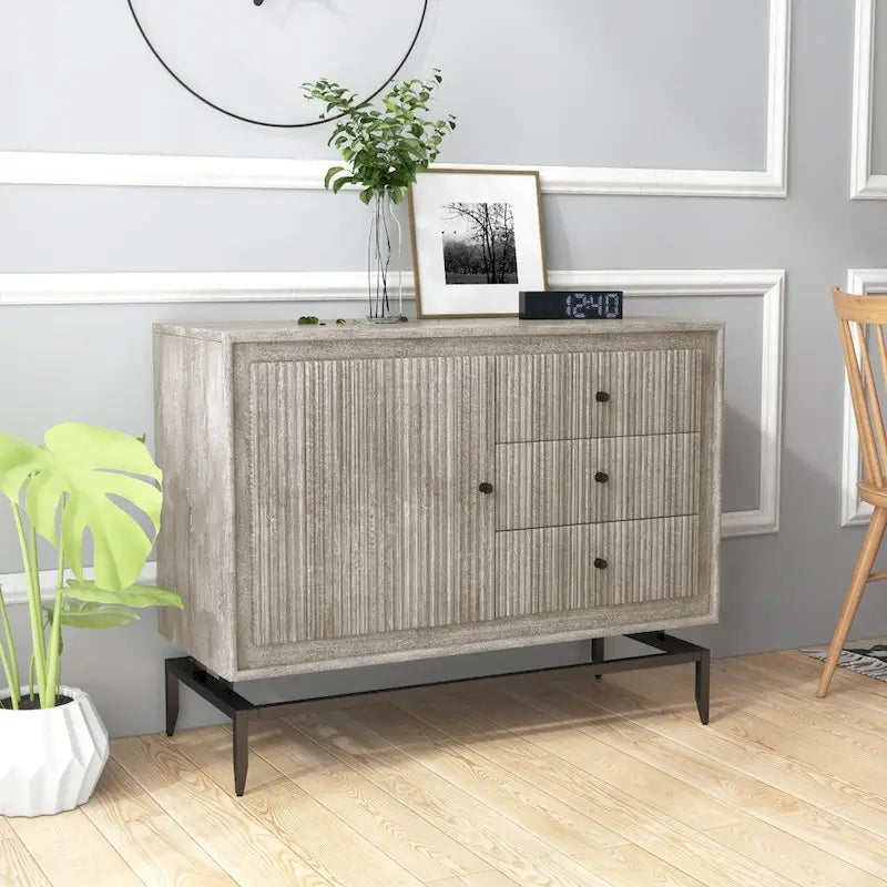 Akzent-Sideboard aus Mangoholz mit 3 Schubladen – 39,5 x 16 x 31