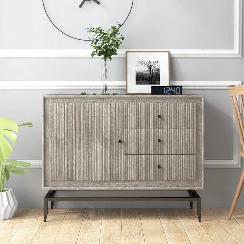 Akzent-Sideboard aus Mangoholz mit 3 Schubladen – 39,5 x 16 x 31