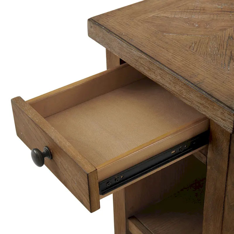 16 breiter Beistelltisch mit 1 Schublade, Eiche Used-Optik
