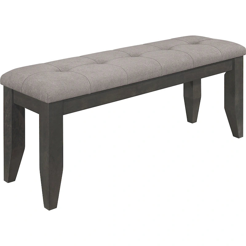 Trendy Esszimmerbank aus Holz und grauem Tufting-Stoff