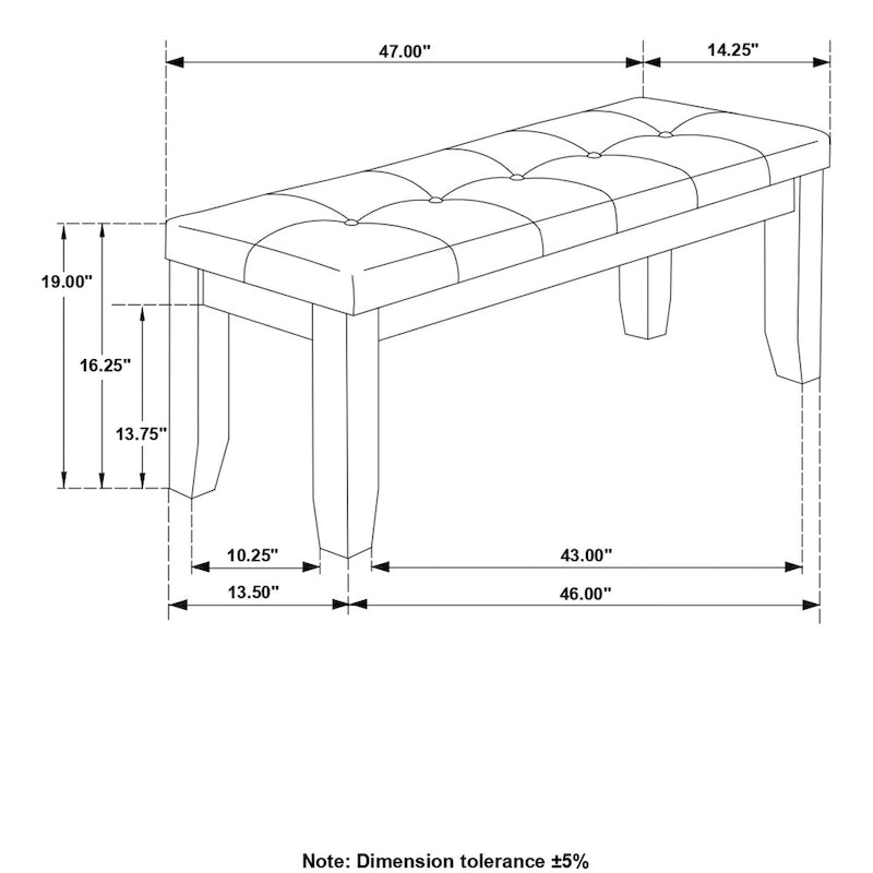 Trendy Esszimmerbank aus Holz und grauem Tufting-Stoff